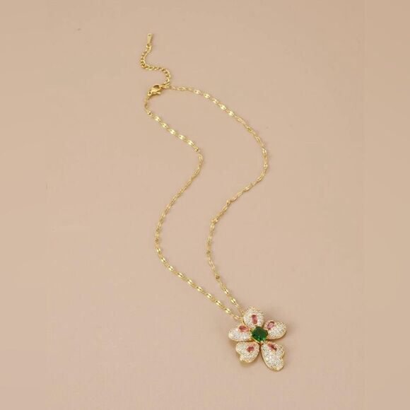 Flower pendant necklace N742 - Picture 1 of 4